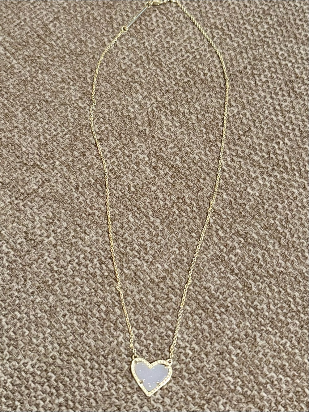 Kendra Scott Gold Heart Pendant Necklace with white Inlay